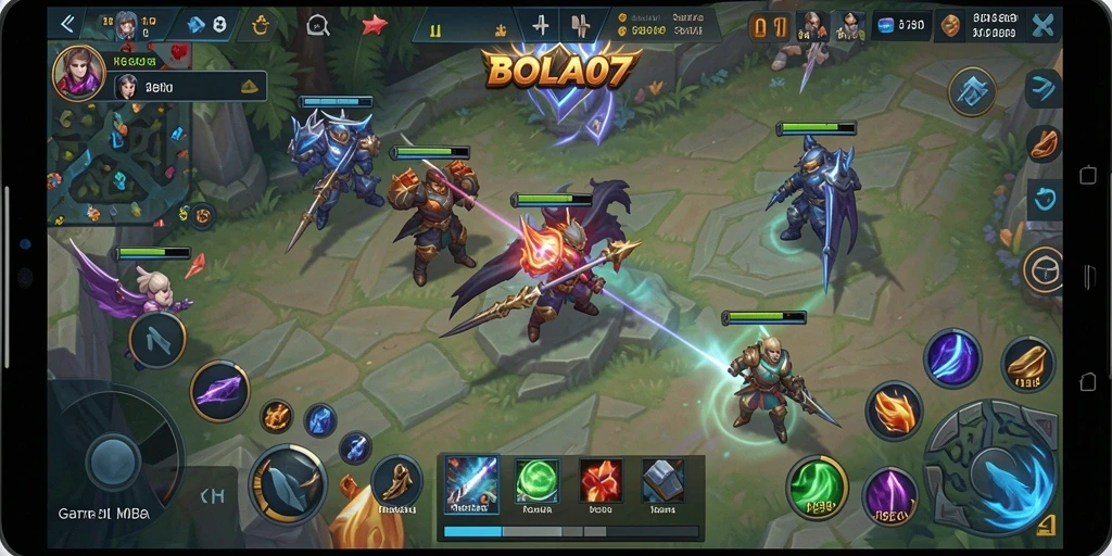 Tangkapan layar BOLA07 yang menampilkan aksi permainan MOBA yang intens.