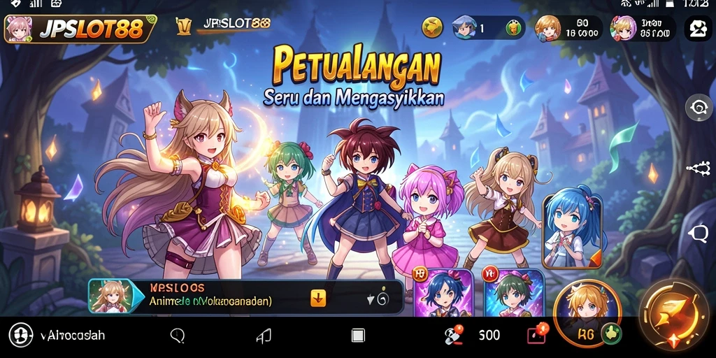 Tampilan gameplay menarik dari JPSLOT88 yang penuh karakter anime.