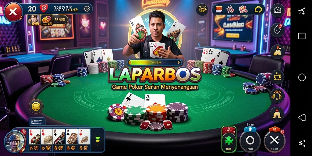 Tangkapan layar LAPARBOS menampilkan aksi seru di meja poker.