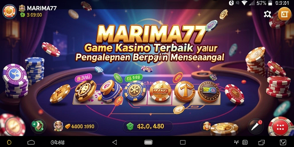 Screenshot MARIMA77 menunjukkan gameplay kasino yang menarik dan interaktif.