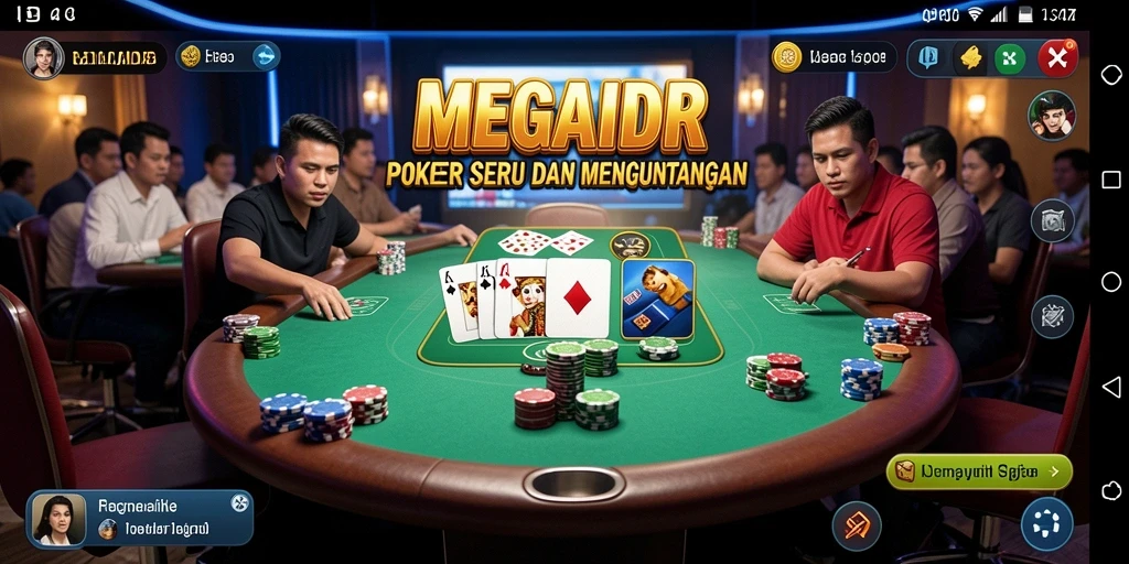 Tampilan gameplay Poker yang mendebarkan dalam MEGAIDR.