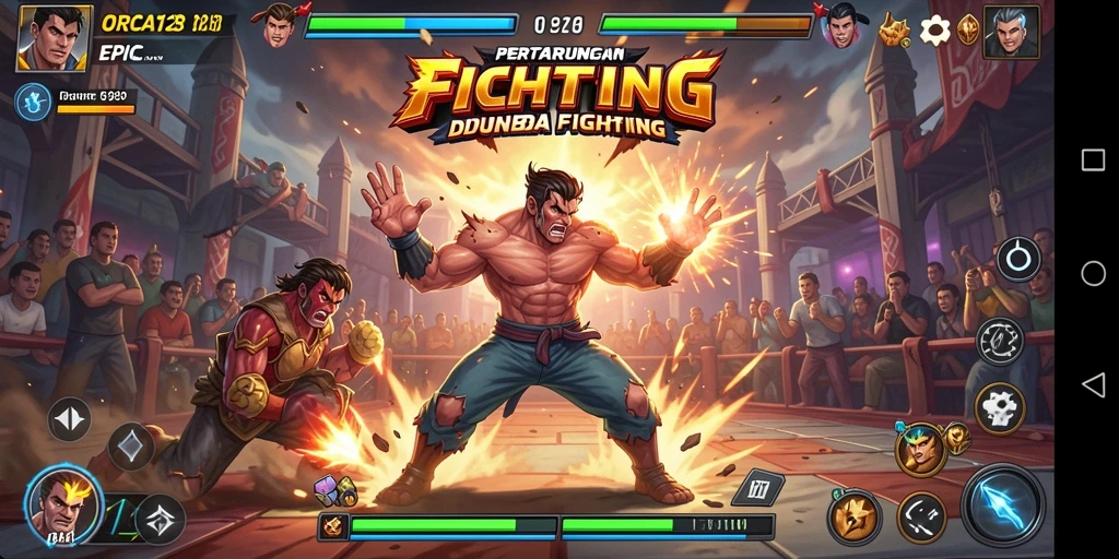 Screenshot menampilkan aksi seru dalam permainan Fighting ORCA128.