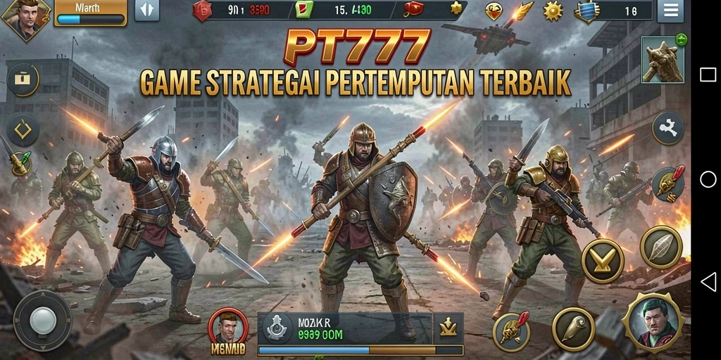 Tangkapan layar dari gameplay PT777 yang menampilkan strategi pertempuran.