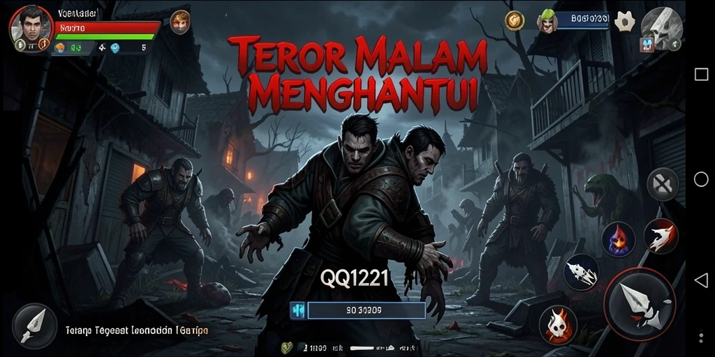Screenshot menampilkan gameplay menegangkan dalam suasana gelap dan menyeramkan.