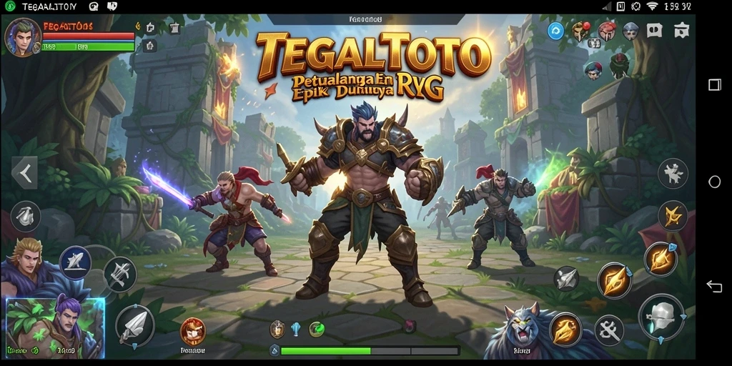 Screenshot utama TEGALTOTO menampilkan aksi bertarung seru karakter RPG.