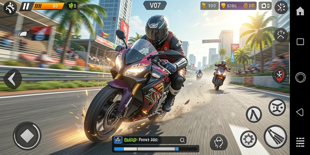 Gameplay seru balap motor dengan grafis menawan.